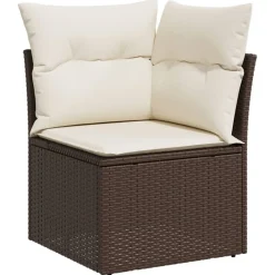 Maison Exclusive Salons De Jardin | - Salon de jardin 8 pcs avec coussins marron résine tressée