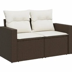 Maison Exclusive Salons De Jardin | - Salon de jardin 8 pcs avec coussins marron résine tressée