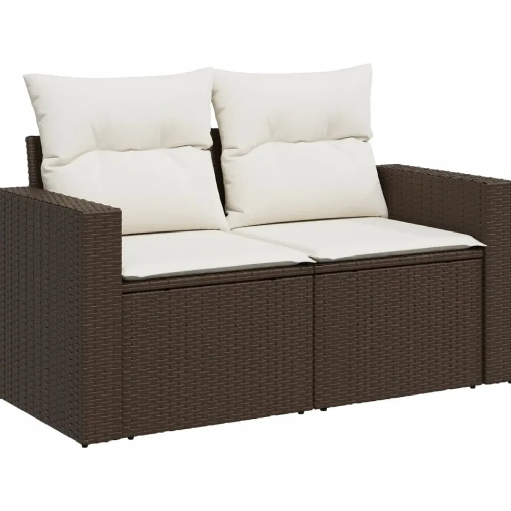 Maison Exclusive Salons De Jardin | - Salon de jardin 8 pcs avec coussins marron résine tressée