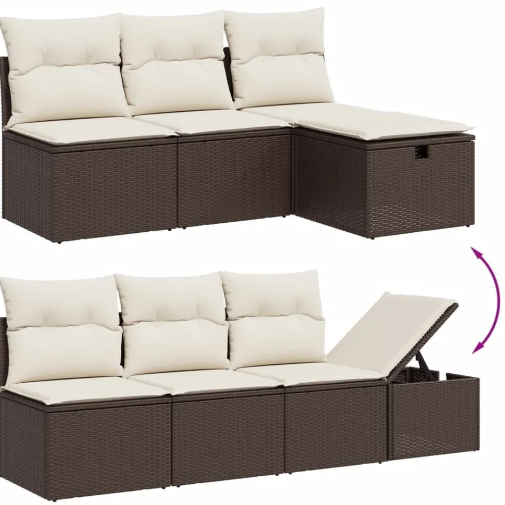 Maison Exclusive Salons De Jardin | - Salon de jardin 8 pcs avec coussins marron résine tressée