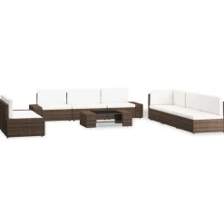 Maison Exclusive Salons De Jardin | - Salon de jardin 7 pcs avec coussins noir résine tressée