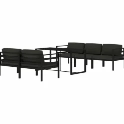 Maison Exclusive Salons De Jardin | - Salon de jardin avec coussins 5 pcs marron résine tressée