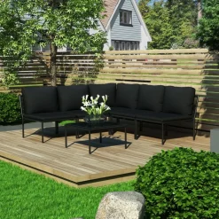 Maison Exclusive Salons De Jardin | - Salon de jardin 12 pcs avec coussins noir résine tressée