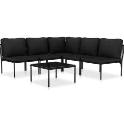 Maison Exclusive Salons De Jardin | - Salon de jardin 12 pcs avec coussins noir résine tressée