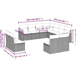 Maison Exclusive Salons De Jardin | - Salon de jardin 9 pcs avec coussins noir résine tressée