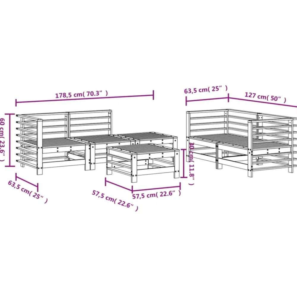 Maison Exclusive Salons De Jardin | - Salon de jardin 5 pcs bois d'acacia massif