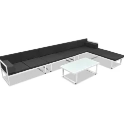 Maison Exclusive Salons De Jardin | - Salon de jardin 7 pcs avec coussins noir résine tressée