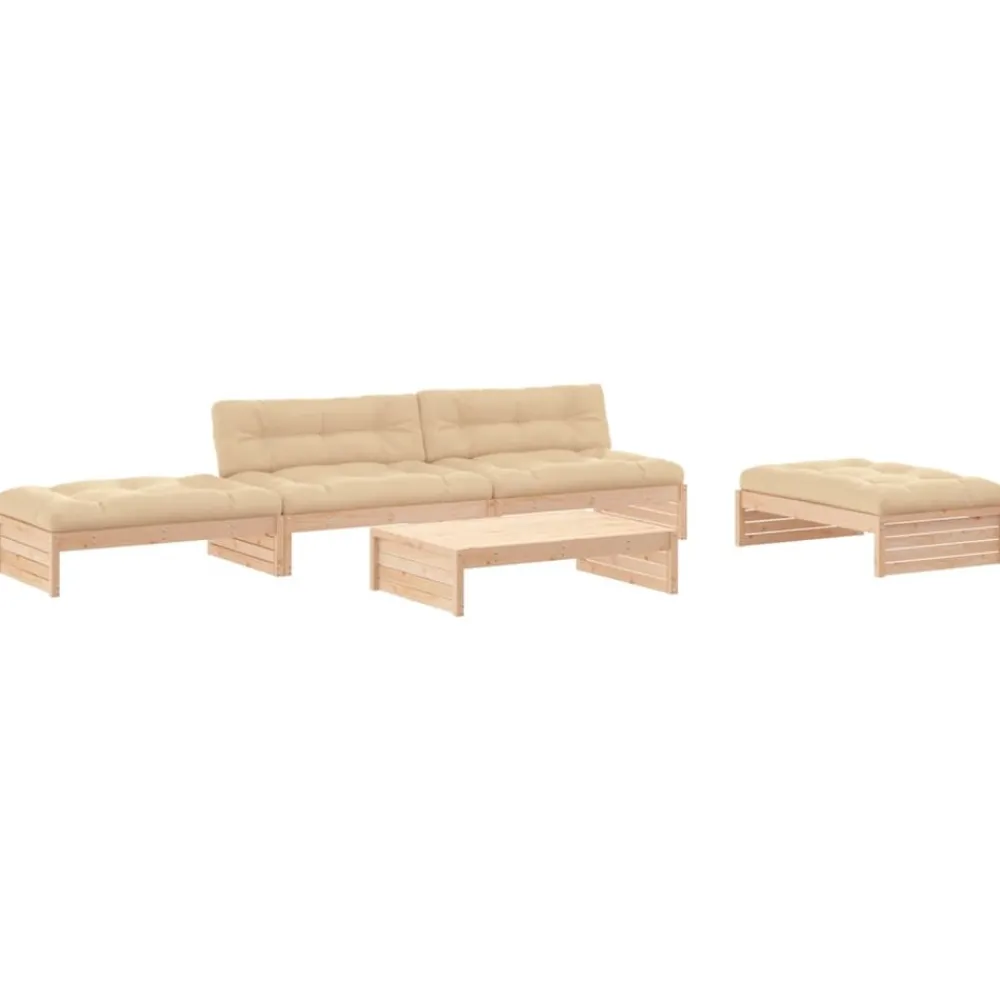 Maison Exclusive Salons De Jardin | - Salon de jardin 4 pcs blanc bois de pin massif