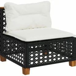 Maison Exclusive Salons De Jardin | - Salon de jardin 5 pcs avec coussins noir résine tressée