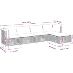 Maison Exclusive Salons De Jardin | - Salon de jardin 5 pcs avec coussins noir résine tressée