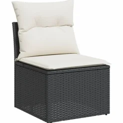 Maison Exclusive Salons De Jardin | - Salon de jardin 9 pcs avec coussins noir résine tressée