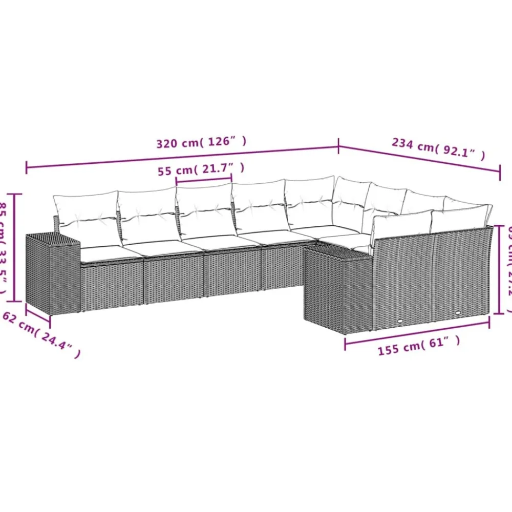 Maison Exclusive - Salon de jardin 9 pcs avec coussins noir résine tressée Online