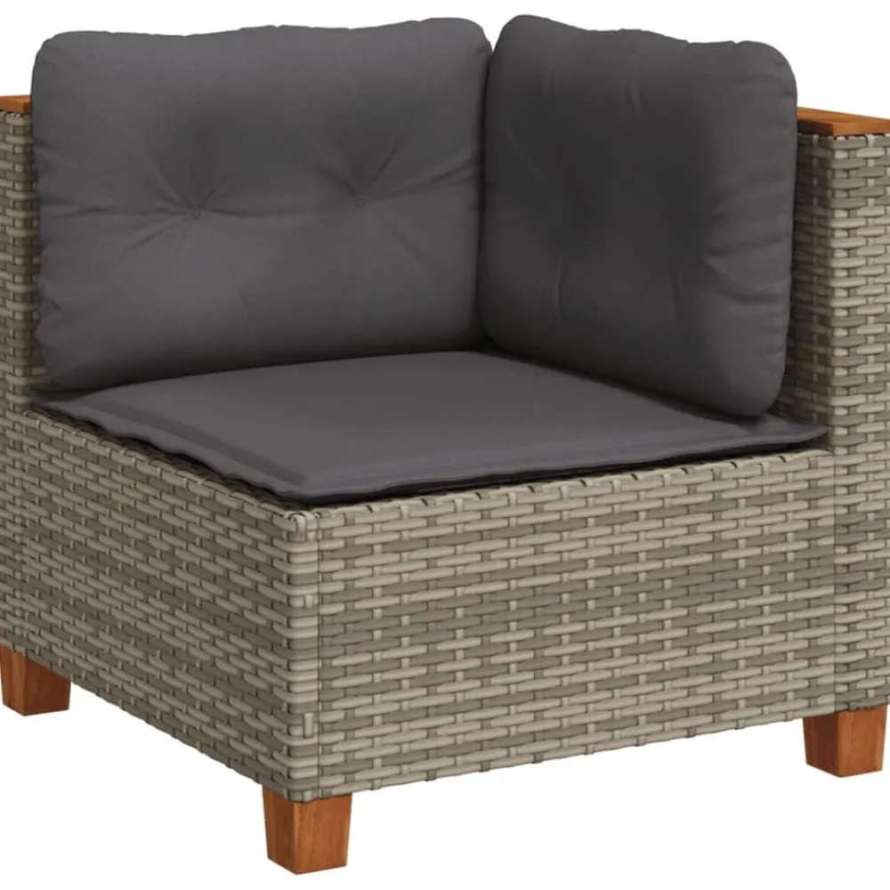 Maison Exclusive Salons De Jardin | - Salon de jardin 11 pcs avec coussins gris résine tressée