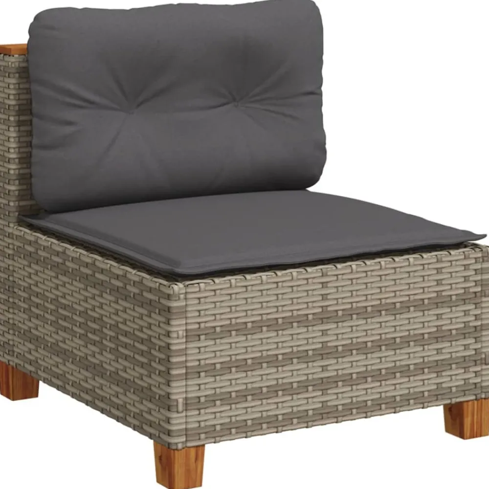 Maison Exclusive Salons De Jardin | - Salon de jardin 11 pcs avec coussins gris résine tressée
