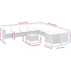 Maison Exclusive Salons De Jardin | - Salon de jardin 11 pcs avec coussins gris résine tressée