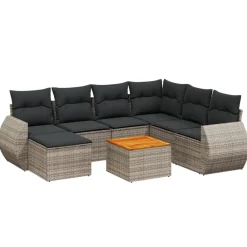 Maison Exclusive Salons De Jardin | - Salon de jardin avec coussins 7 pcs beige résine tressée