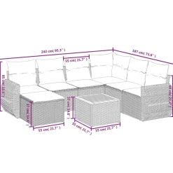 Maison Exclusive Salons De Jardin | - Salon de jardin avec coussins 7 pcs beige résine tressée