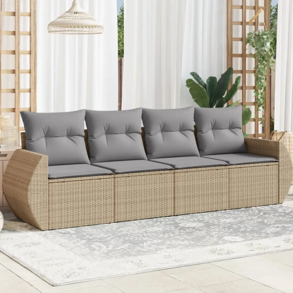 Maison Exclusive Salons De Jardin | - Salon de jardin 4 pcs avec coussins marron résine tressée