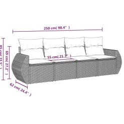 Maison Exclusive Salons De Jardin | - Salon de jardin 4 pcs avec coussins marron résine tressée