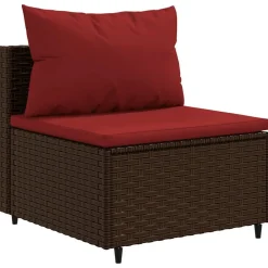 Maison Exclusive Salons De Jardin | - Salon de jardin 4 pcs avec coussins marron résine tressée