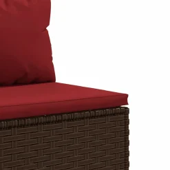 Maison Exclusive Salons De Jardin | - Salon de jardin 4 pcs avec coussins marron résine tressée