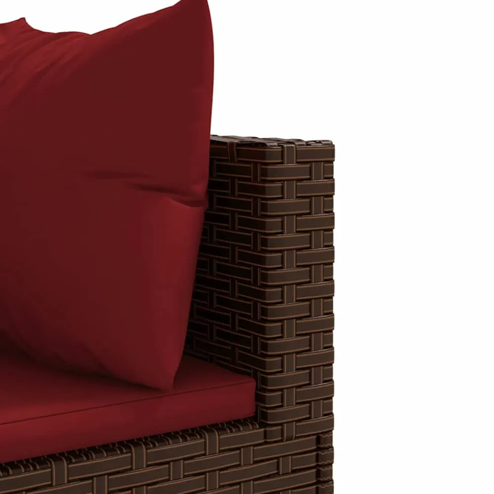 Maison Exclusive Salons De Jardin | - Salon de jardin 4 pcs avec coussins marron résine tressée