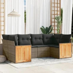 Maison Exclusive Salons De Jardin | - Salon de jardin 8 pcs avec coussins noir résine tressée