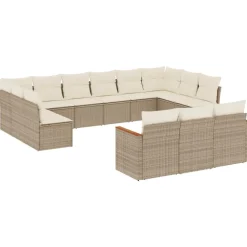 Maison Exclusive - Salon de jardin avec coussins 13 pcs beige résine tressée Clearance