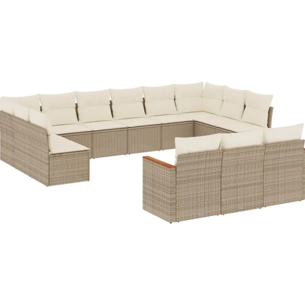 Maison Exclusive - Salon de jardin avec coussins 13 pcs beige résine tressée Clearance