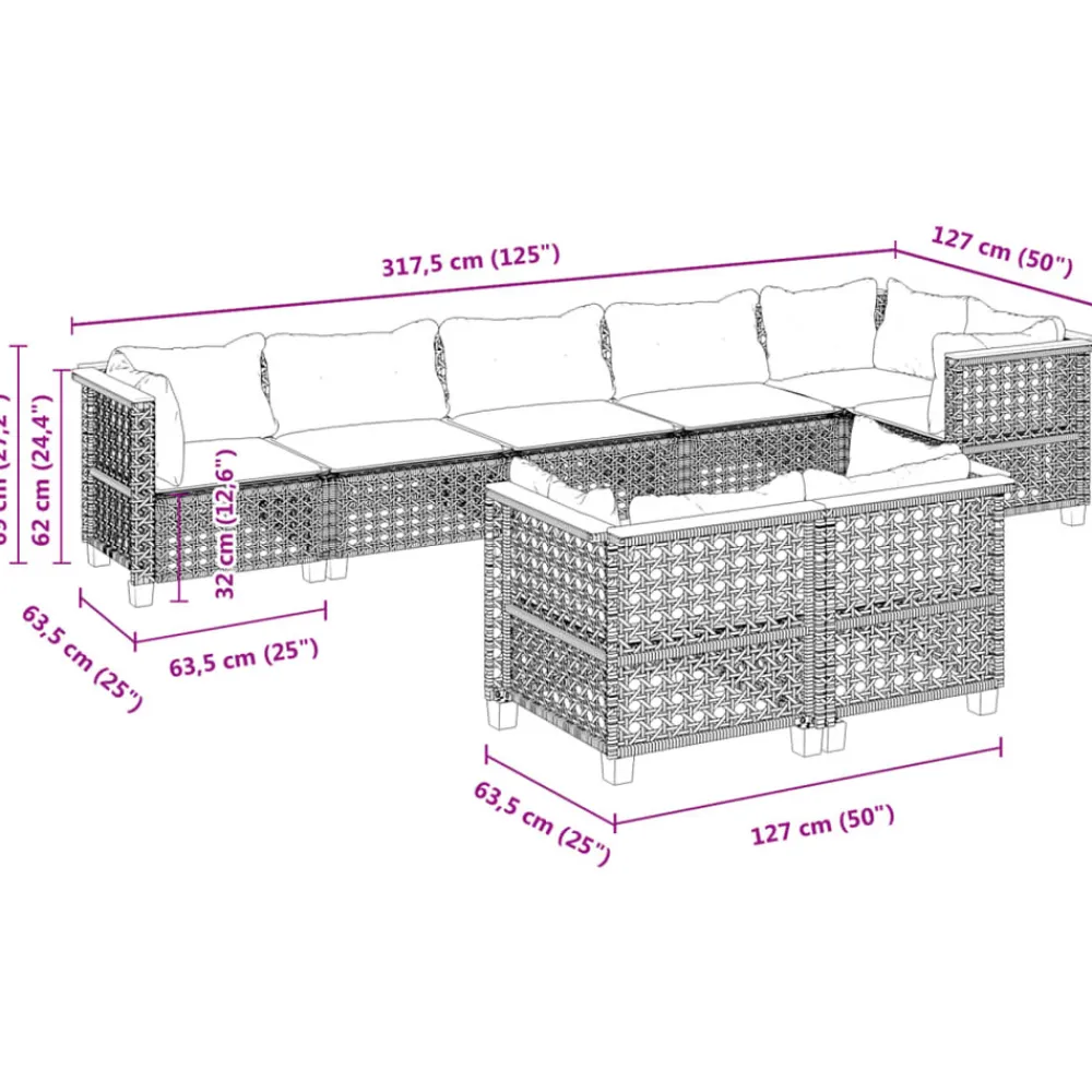 Maison Exclusive Salons De Jardin | - Salon de jardin 8 pcs avec coussins aluminium anthracite