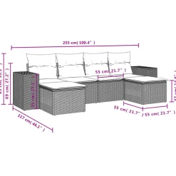 Maison Exclusive Salons De Jardin | - Salon de jardin avec coussins 7 pcs gris résine tressée