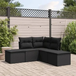 Maison Exclusive Salons De Jardin | - Salon de jardin 5 pcs avec coussins vert bambou