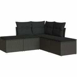 Maison Exclusive Salons De Jardin | - Salon de jardin 5 pcs avec coussins vert bambou
