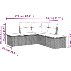 Maison Exclusive Salons De Jardin | - Salon de jardin 5 pcs avec coussins vert bambou