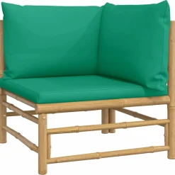 Maison Exclusive Salons De Jardin | - Salon de jardin 5 pcs avec coussins vert bambou