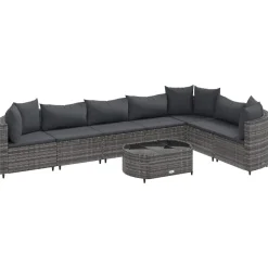 Maison Exclusive Salons De Jardin | - Salon de jardin avec coussins 6 pcs beige résine tressée