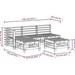 Maison Exclusive Salons De Jardin | - Salon de jardin 5 pcs bois massif de pin