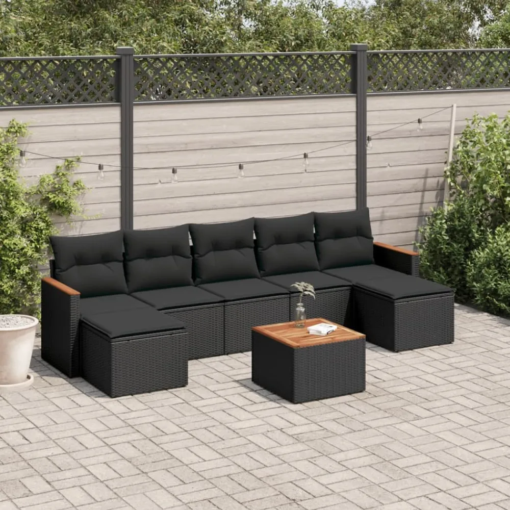 Maison Exclusive Salons De Jardin | - Salon de jardin 8 pcs résine tressée noir