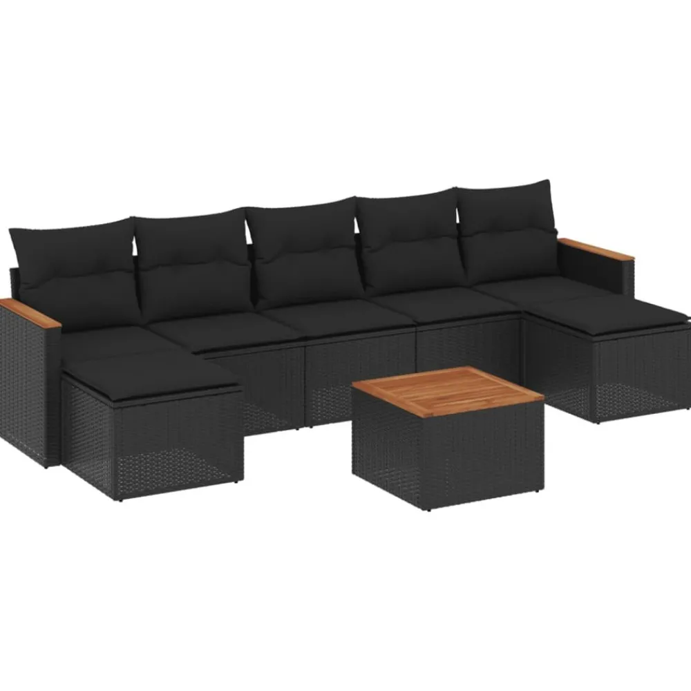 Maison Exclusive Salons De Jardin | - Salon de jardin 8 pcs résine tressée noir