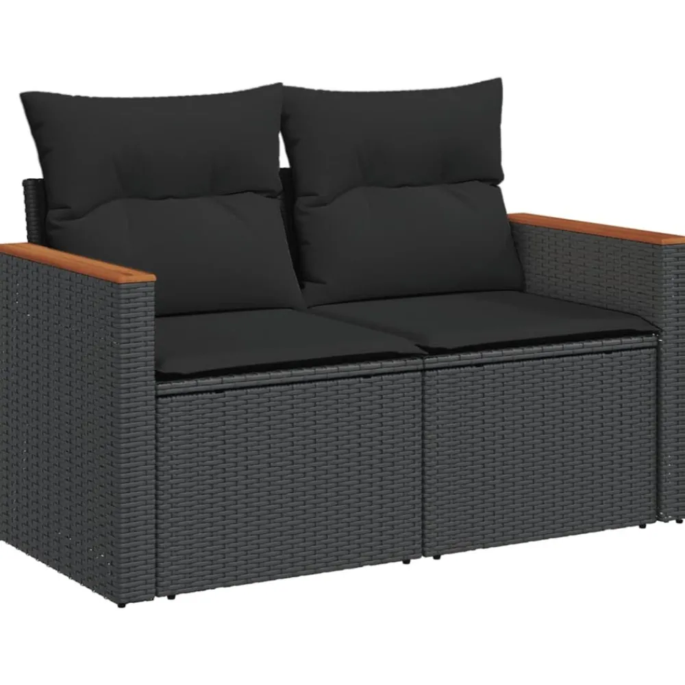 Maison Exclusive Salons De Jardin | - Salon de jardin 8 pcs résine tressée noir