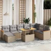 Maison Exclusive Salons De Jardin | - Salon de jardin avec coussins 9 pcs beige résine tressée