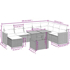 Maison Exclusive Salons De Jardin | - Salon de jardin avec coussins 9 pcs beige résine tressée