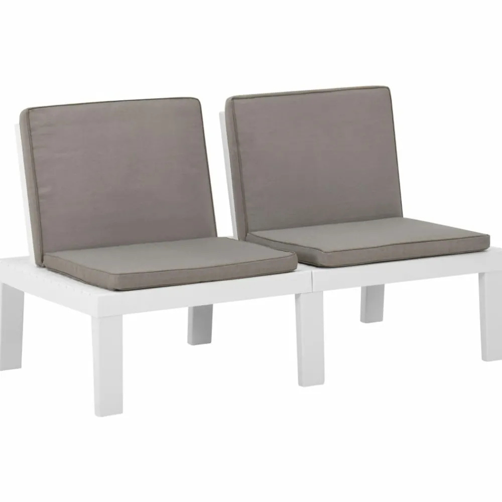 Maison Exclusive - Salon de jardin 4 pcs avec coussins plastique blanc