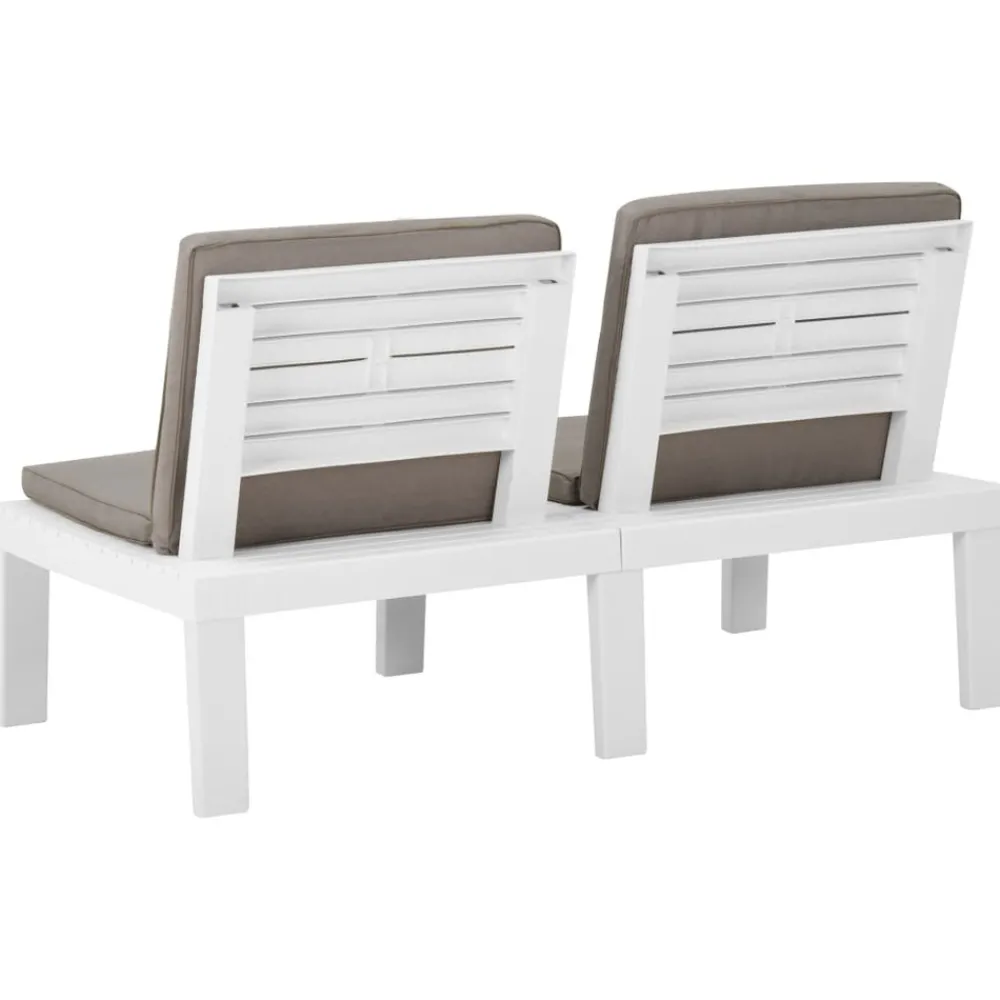 Maison Exclusive - Salon de jardin 4 pcs avec coussins plastique blanc