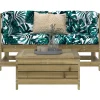 Maison Exclusive Salons De Jardin | - Salon de jardin 7 pcs avec coussins bois massif