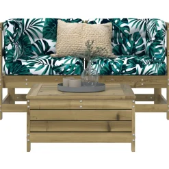 Maison Exclusive Salons De Jardin | - Salon de jardin 7 pcs avec coussins bois massif