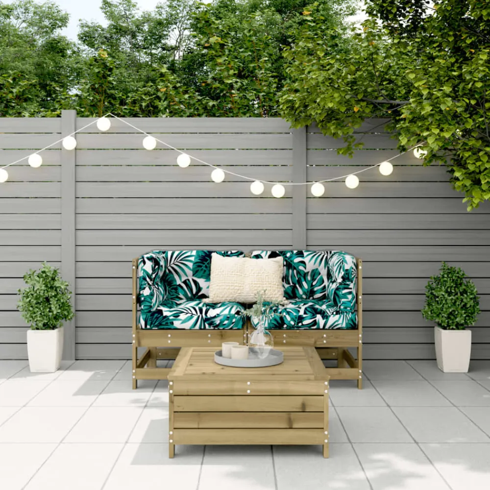 Maison Exclusive Salons De Jardin | - Salon de jardin 7 pcs avec coussins bois massif