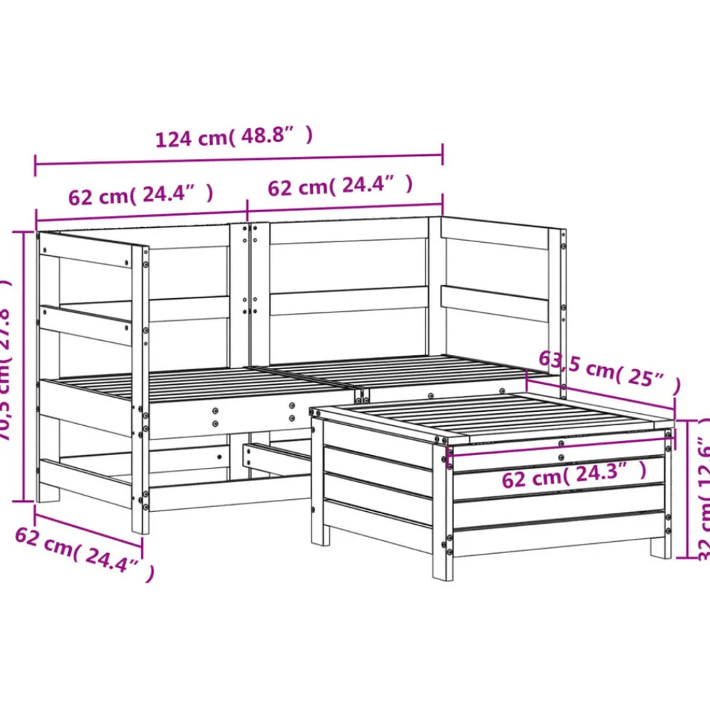 Maison Exclusive Salons De Jardin | - Salon de jardin 7 pcs avec coussins bois massif