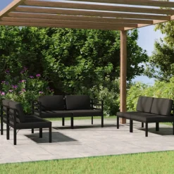 Maison Exclusive Salons De Jardin | - Salon de jardin 6 pcs avec coussins aluminium anthracite