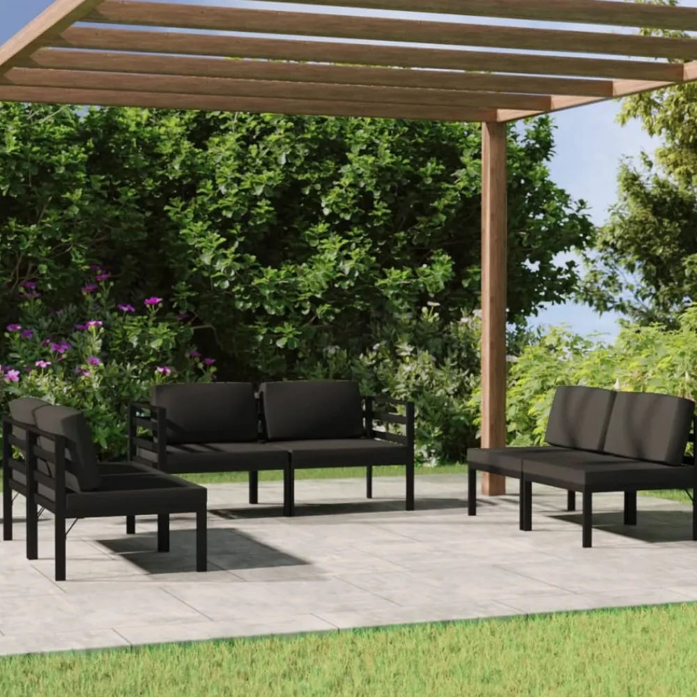 Maison Exclusive Salons De Jardin | - Salon de jardin 6 pcs avec coussins aluminium anthracite